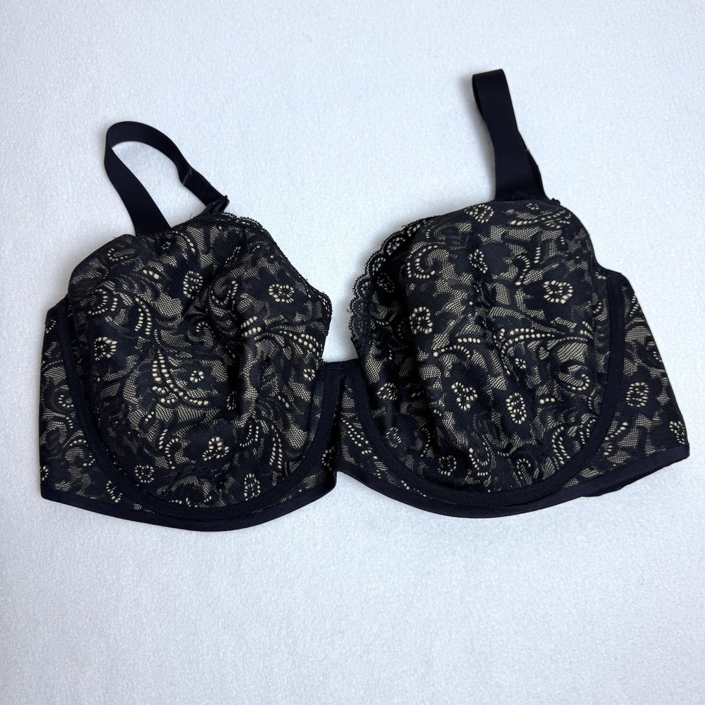Soma Enticing Lift Full Coverage Womens 36DDD Black Feminine Lace Bra Adjustable